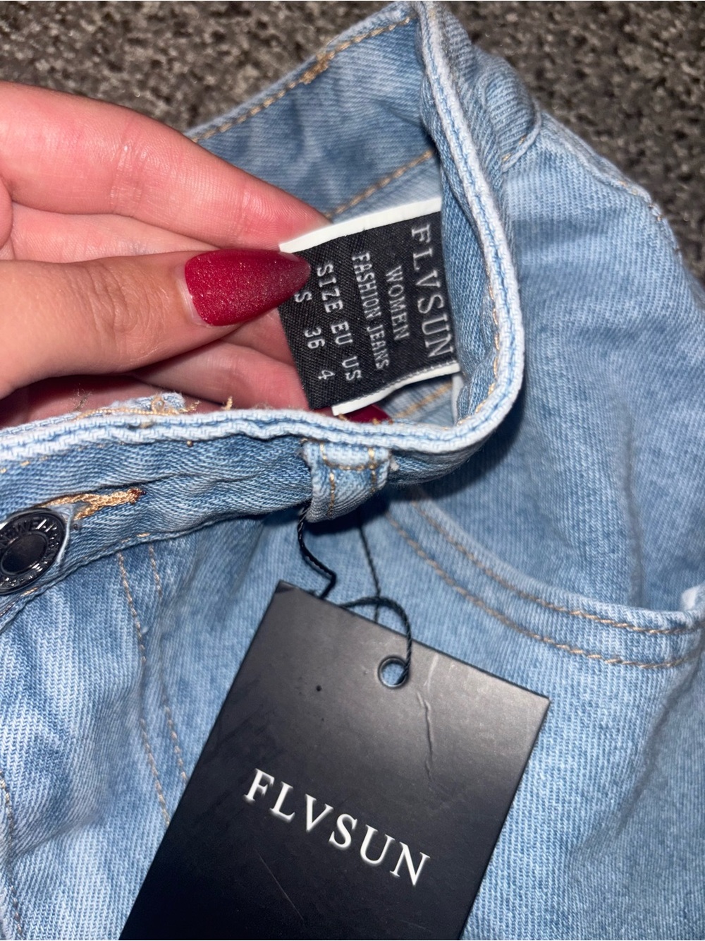 Women's High Waisted Light Blue Denim Cargo Jeans